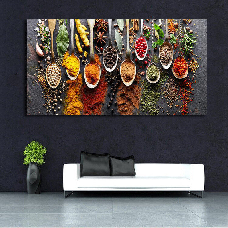 HD Modern Home Leaflet Kitchen Spice Painting Canvas Mural