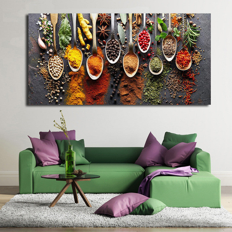 HD Modern Home Leaflet Kitchen Spice Painting Canvas Mural